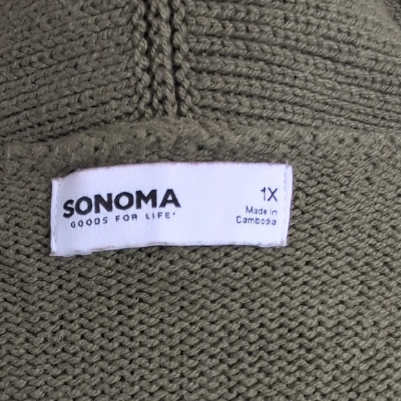Sonoma Women's Olive Cardigan Sweater - Picture 7 of 7